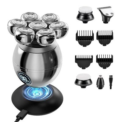 Electric Razor for Men, 7D Floating Head Men's Electric Shaver USB Charging Dock LCD Waterproof Portable Nose Hair Trimmer Bald Razor Machine Shaving