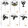 Rsstarxi 24 Pack Motorcycle Cupcake Toppers Black Glitter Trophy Racing Cupcake Picks Motocross Dirt Bike Cake Decorations for Sports Motocross Theme Man Boy Birthday Party Decorations view 2