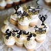 Rsstarxi 24 Pack Motorcycle Cupcake Toppers Black Glitter Trophy Racing Cupcake Picks Motocross Dirt Bike Cake Decorations for Sports Motocross Theme Man Boy Birthday Party Decorations view 3