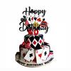 Casino Cake Topper Happy Birthday Las Vegas Cake Topper Poker Chips Cake Topper Casino Themed Party Supplies for Casino Night Party Decorations Gambling Party Decorations Vegas Birthday Decorations view 4