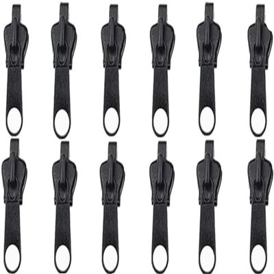12Pcs Black Fix Zip Puller, Zipper Pulls, Zip Slider Repair Instant Kit, Instant Zipper Set, Fix Zipper Removable Rescue Replacement Pack, for Sewing Clothes, Jacket, Backpacks, Fasteners