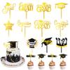 15 PCS Graduation Cake Topper Gold Acrylic Cake Topper Glitter Cupcake Toppers Congrats Grad You Did It Congratulations for Cake Graduation Party Decorations (01) view 1
