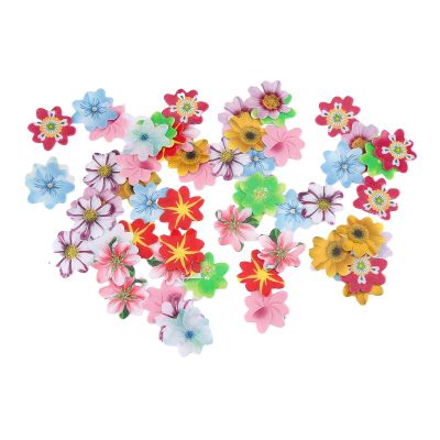 120 Pieces Edible Flowers Cupcake Toppers Cake Decorations Cherry Blossom Rice Paper Flowers Colorful Cake Edible Cupcake Toppers for Wedding Birthday