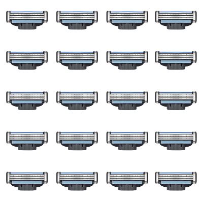 20pcs Razor Blades Compatible with Gi-llette Razor Blades Refills Men Razor Dual-Layer Lubricating Strip Elastic Sensor Replacement Blade for Male Men Father Boyfriend