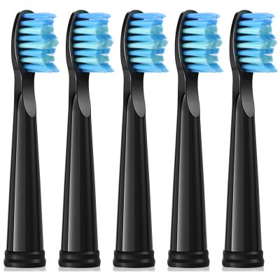 5Pcs Toothbrush Heads for Fairywill D7 D8 FW507 FW508 FW551 FW917 FW959 FWD1 FWD3 Seago E9 SG-507 SG-958 Medium Soft Bristles Brush Replacement Electric Toothbrush Heads, Black