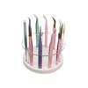 12 Holes Acrylic Rotatable Tweezers Holder, Eyelash Makeup Grafting Tweezer Display Stand Extensions Organizer Training Rack Beauty Tools (White) view 1