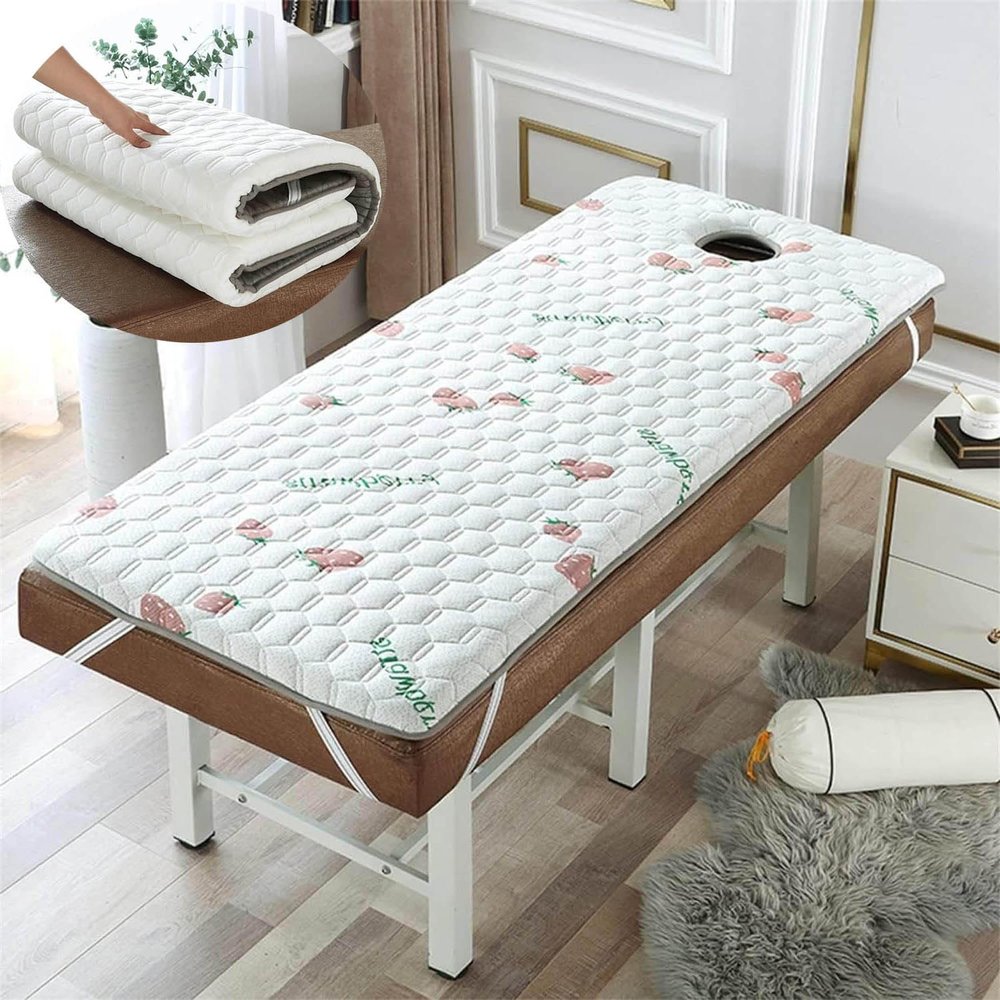 OAUKA Massage Bed Cover with Face Hole,Beauty Bed Couch Covers,Spa mattress with elastic band, memory foam mattress topper,for Salon Spa,C05,(R) 190x80x5cm