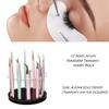 12 Holes Acrylic Rotatable Tweezers Holder, Eyelash Makeup Grafting Tweezer Display Stand Extensions Organizer Training Rack Beauty Tools (Black) view 2
