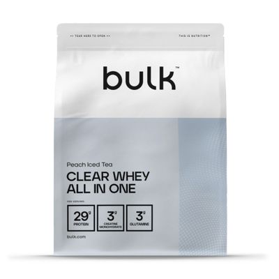 Bulk Clear Whey All in One, Protein Powder Shake with Creatine, Glutamine, BCAA, Carbohydrates, Peach Iced Tea, 500 g, 10 Servings, Packaging May Vary