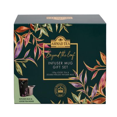 Ahmad Tea & KEW Gardens | Infuser Mug Gift Set| Black Tea | Perfect tea gift | 100g Loose Leaf Tea | 1 Flavour & Infuser Mug