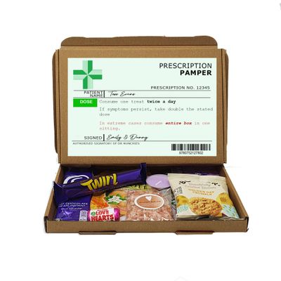 Personalised Get well soon Prescription Box, Hug in a box, Letterbox gift Afternoon tea, hamper, thank you gift, Cheer up, Pick me up, gift for friend, thinking of you - Pamper
