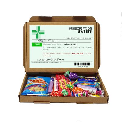 Personalised Get well soon Prescription Box, Hug in a box, Letterbox gift Afternoon tea, hamper, thank you gift, Cheer up, Pick me up, gift for friend, thinking of you - Vegan Sweet