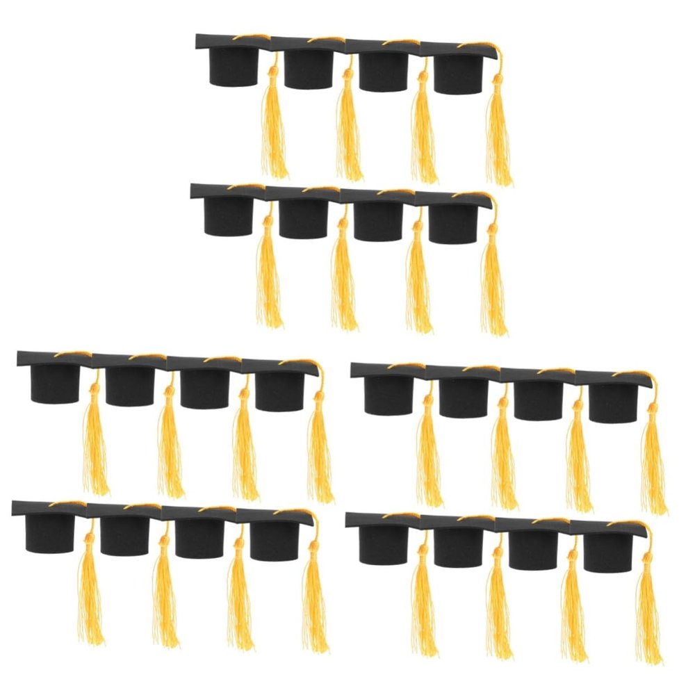 Abaodam 24pcs Graduation Cupcake Toppers Cake Decorations Tassel Cap for Party Favors Graduation Dessert Toppers