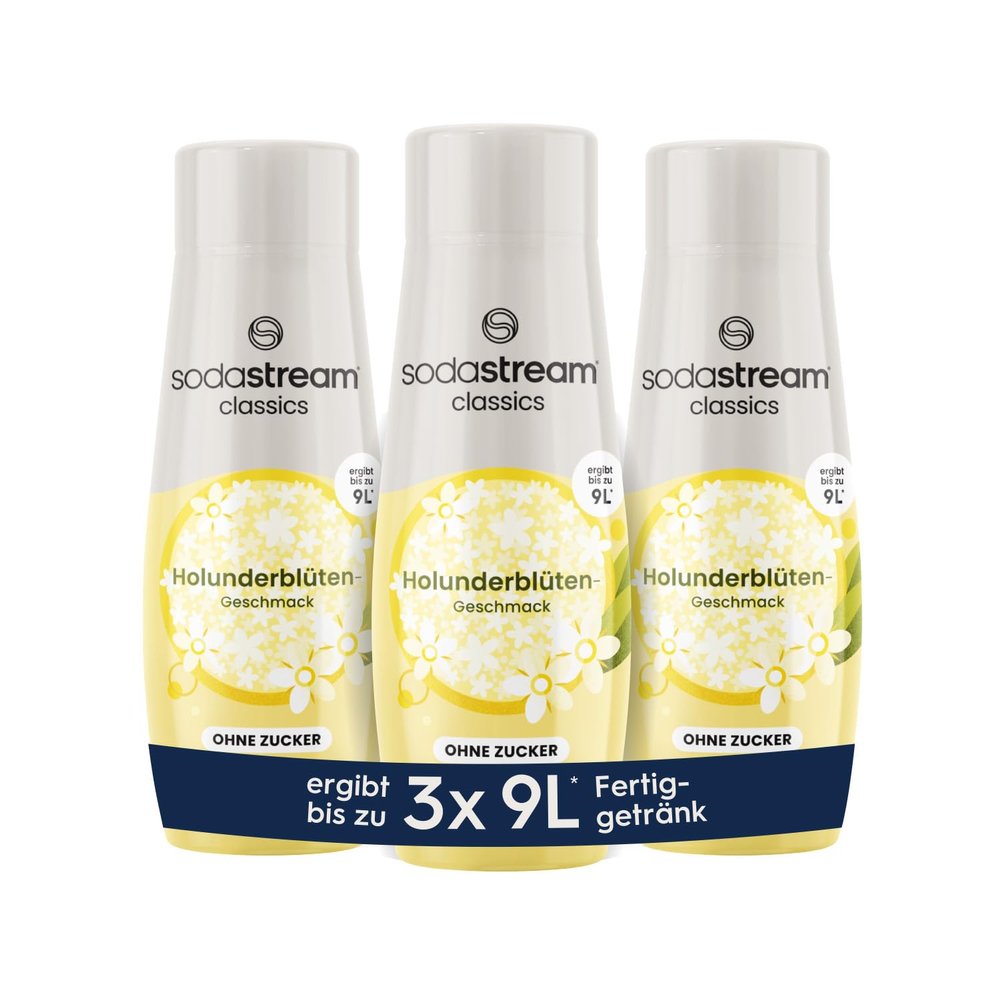 SodaStream Syrup 3 x Elderflower without Sugar, 1 x Bottle Makes 9 Litres of Ready Drink, Prepared in Seconds and Always Fresh, 440 ml