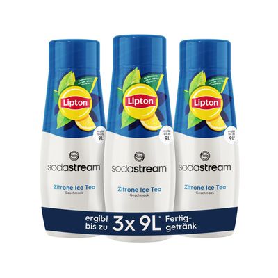 SodaStream Lipton Ice Tea Lemon Syrup, 1x Bottle Makes 9 Litres of Ready Drink, Prepared in Seconds and Always Fresh, 3 x 440 ml