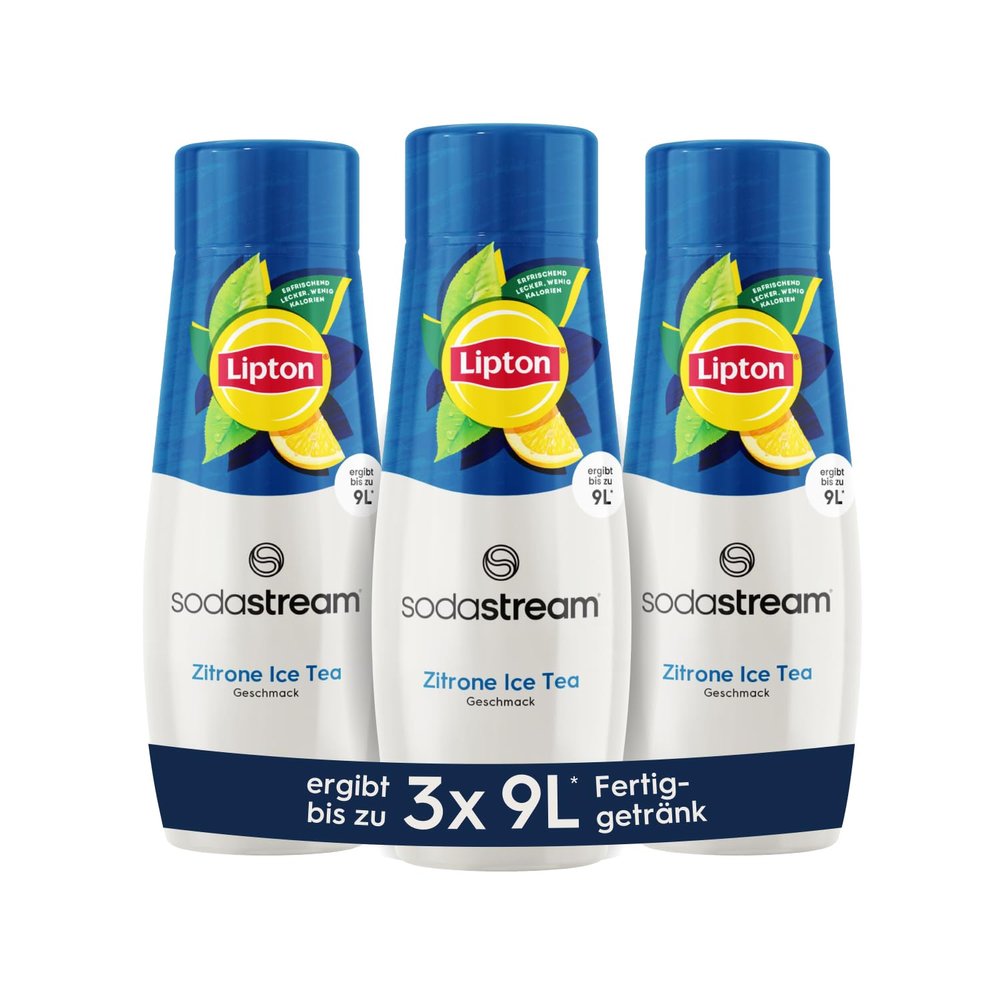 SodaStream Lipton Ice Tea Lemon Syrup, 1x Bottle Makes 9 Litres of Ready Drink, Prepared in Seconds and Always Fresh, 3 x 440 ml