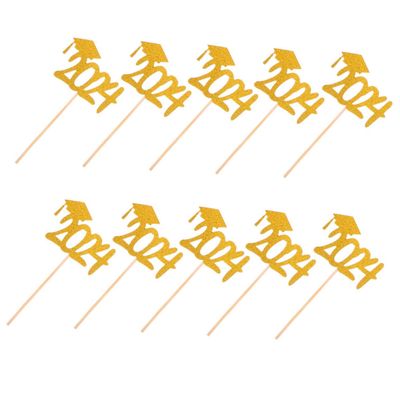 KONTONTY 20pcs Graduation Cake Picks Congrats Cupcake Toppers Elegant Decorations for Graduation Parties Creative Dessert Picks for Celebrating Achievements