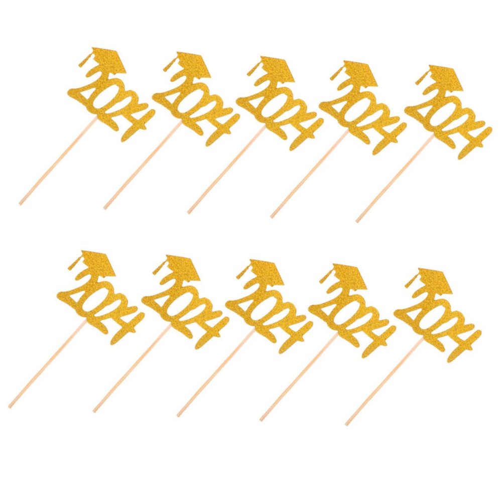 KONTONTY 20pcs Graduation Cake Picks Congrats Cupcake Toppers Elegant Decorations for Graduation Parties Creative Dessert Picks for Celebrating Achievements