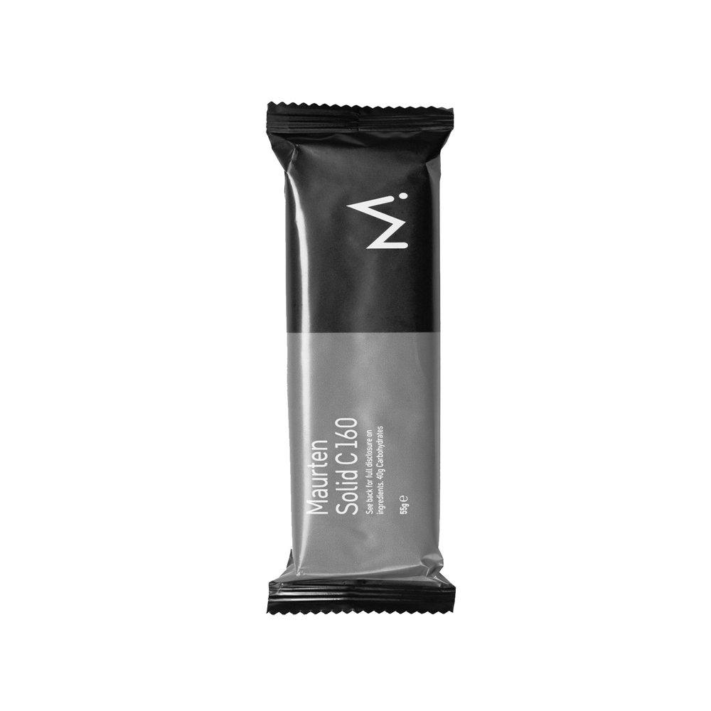MAURTEN Solid C 160 Cocoa Energy Bar - 12-Pack on oat and rice base - Power Bar with 40g carbohydrates for endurance sports like cycling and marathon - Low-fiber, vegan & gluten-free