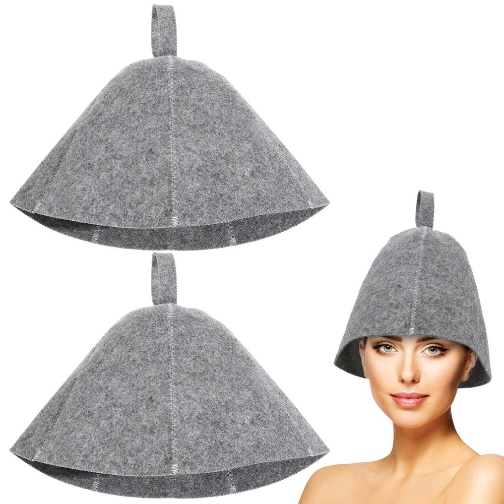 Mipcase Natural Sauna Hat Sauna Cap Hats: 2pcs Russian Banya Cap Felt Cap Sweat Protector Banya - Bath Accessories for