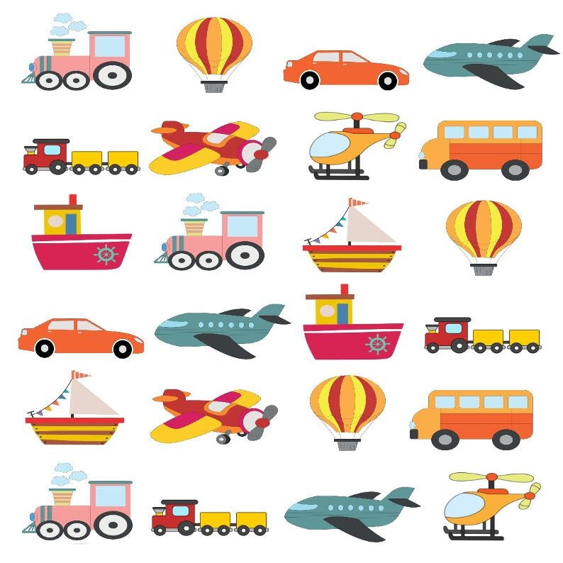 24 x Transport Edible Wafer/Rice Paper Cupcake Toppers Cake Decorations Plane Car Bus Boat Train Hot Air Balloon Transportation