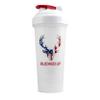 Bucked Up Perfect Shaker Bottle, 28oz, BPA-Free, Dishwasher Safe, Leak-Proof, Red White and Blue USA Flag Design view 1
