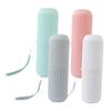 BCOATH 4pcs Portable Toothbrush Holder and Toothpaste Case Set, Detachable Plastic Travel Storage Organizer for Bathroom and Camping Use, Multi-Color (Grey, White, Pink, Aqua view 1