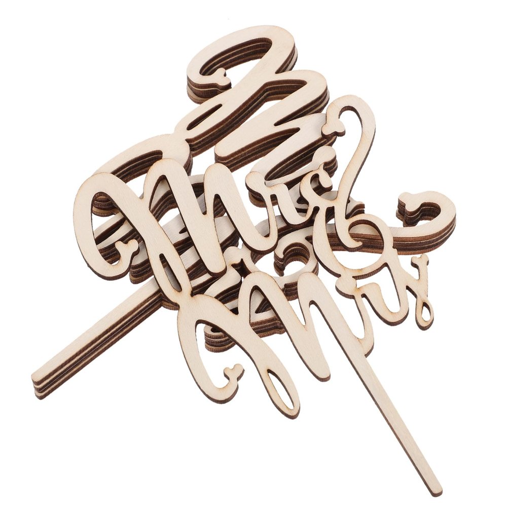 Cabilock Elegant Wooden Wedding Cake Figurines Bridal Shower Decor Reusable Cake Ornaments