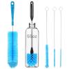 5 Pack Bottle Brush, Straw Cleaner Brush & Water Bottle Brush,15in Stainless Steel Brush, 3 Straw Brushes, 3-in-1 Bottle Cleaning Brush for Water Bottle, Coffee Mugs, Straws-Blue view 1