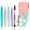SWEET VIEW 7pcs Eyebrow Tweezers Kit for Women Precision Plucker with Brow Scissors & Razor & Spoolie for Facial, Chin, Brow, Splinter and Ingrown Hair view 1