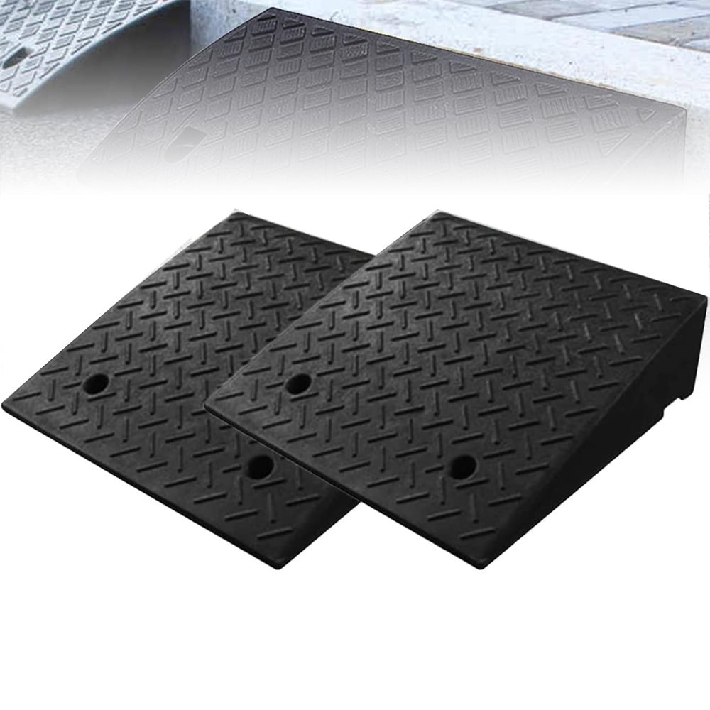 2 Pack Heavy Duty Threshold Wheelchair Ramps, Car Ramp Pad Triangular Pad, Speed Bump for Cars Wheelchairs Motorcycle Pet,Black