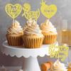 Cyodoos 24 Pcs Happy Mothers Day Cupcake Toppers Glitter Cake Toppers Cupcake Heart Mother Happy Birthday Party Supplies Decorations Golden view 2