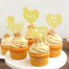 Cyodoos 24 Pcs Happy Mothers Day Cupcake Toppers Glitter Cake Toppers Cupcake Heart Mother Happy Birthday Party Supplies Decorations Golden view 3
