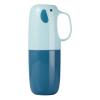 1/4 Toothbrush Carrier - Portable Toothbrush Container, Toothbrush Travel Case | 2 In1 Toothbrush Storage Box with Lid, Hygienic Storage Mouthwash Cup for Home and Travel, Blue, 7.5in