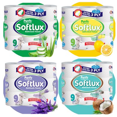 UR CHOICE Luxury Quilted Toilet Rolls - Mix Flavour Infused 3-Ply | Eco-Friendly Bulk Buy Pack of 9 Rolls | Ultra-Soft & Strong Toilet tissues, 70 Sheets Per Roll, FSC Certified Sustainable Paper