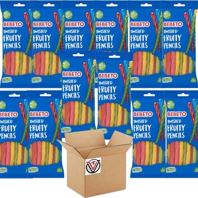 FreshCart Basics 12 x Bebetoo Twisted Fruity Pencils 160g - Mixed Fruit Flavour Soft Sweets | VIMIX