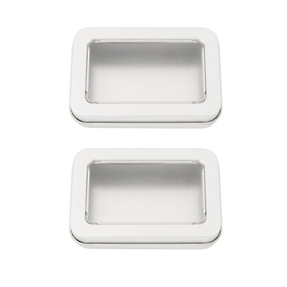 Vagocom 2Pack Portable Dental Floss Case with Transparent Window,Empty 3.4 * 2.3 * 0.7inch / 87x60x18mm Reusable Floss Holder,Dental Floss Dispenser for Travel, Hotel(Silver)