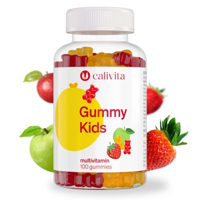 Multivitamin Gummies for Kids - Natural Apple and Strawberry Flavour - 100 Vitamin Gummies - with 12 essential Nutrients - Low Sugar - Kids Multivitamins - with Zinc, A, B6, B12, C, D3, E, K1 Vitamins