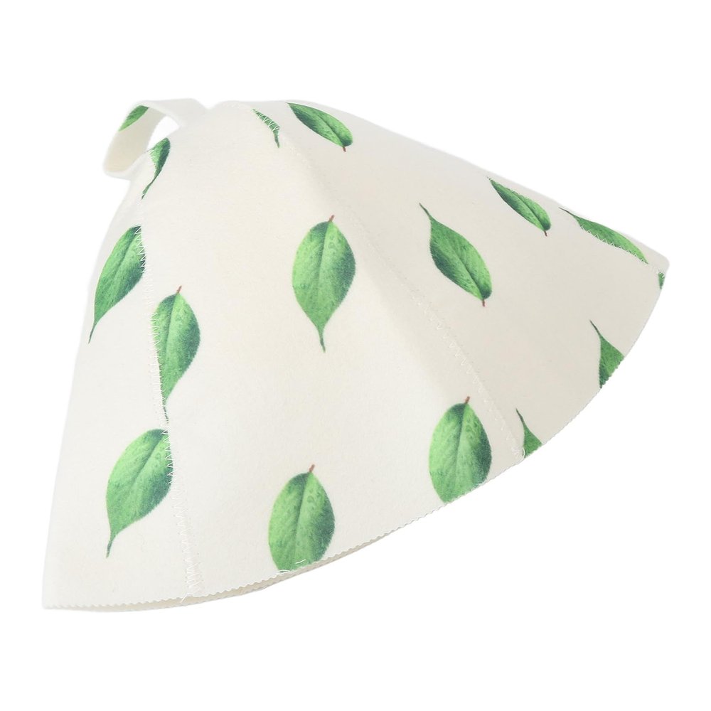 Sauna Hat, Sauna Hat Universal Stylish Cute Green Leaf Print Water Absorption Protective Felt Bath Hat Accessories for Sauna Bath Khan Sauna on The Street Steam Room