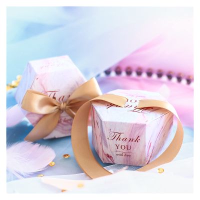 Candy Box,Creative Romantic Marbled Candy Box Wedding Supplies And Pink Party Supplies Baby Shower Paper Sweet Chocolate (25/50/100 Pcs) (Color : Gold Ribbon, Size : 100pcs)