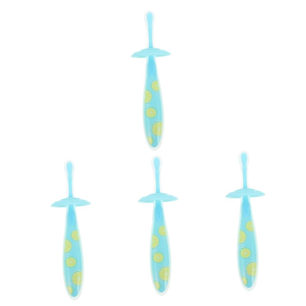 TOVINANNA 4pcs Boy Girl Non-Slip Toothbrush Manual Teeth Brush for Boys and Girls SkyBlue for Teeth Cleaning Brushing at Home Travel