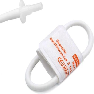 5Pack Disposable NIBP Cuff with Connector for Neonate, 3-6 cm Single Tube Replacement Blood Pressure Cuff with Plastic BP05 Connector