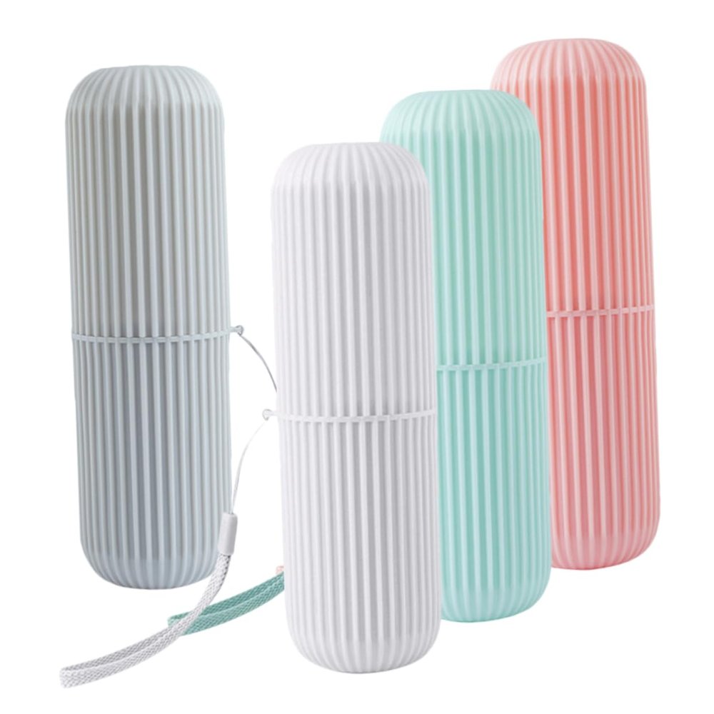 FOYTOKI Portable Toothbrush Case and Toothpaste Container 4pcs Travel Toothbrush Box with Lid for Home and Hotel Oral Care Accessories