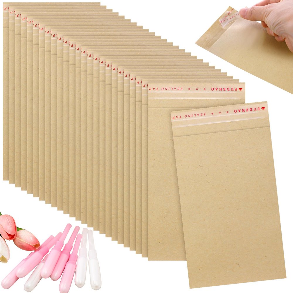 Saypacck 200 Pcs Kraft Disposal Bags, Moisture Resistant, Odor Control, Self Adhesive Feminine Hygiene, Tampon Disposal Bags, 6 x 3.15 Inch