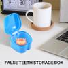 Yuuinnter Blue Denture Case, Denture Cup with Strainer, Denture Bath Box False Teeth Storage Box with Basket Net Container Holder for Travel view 3