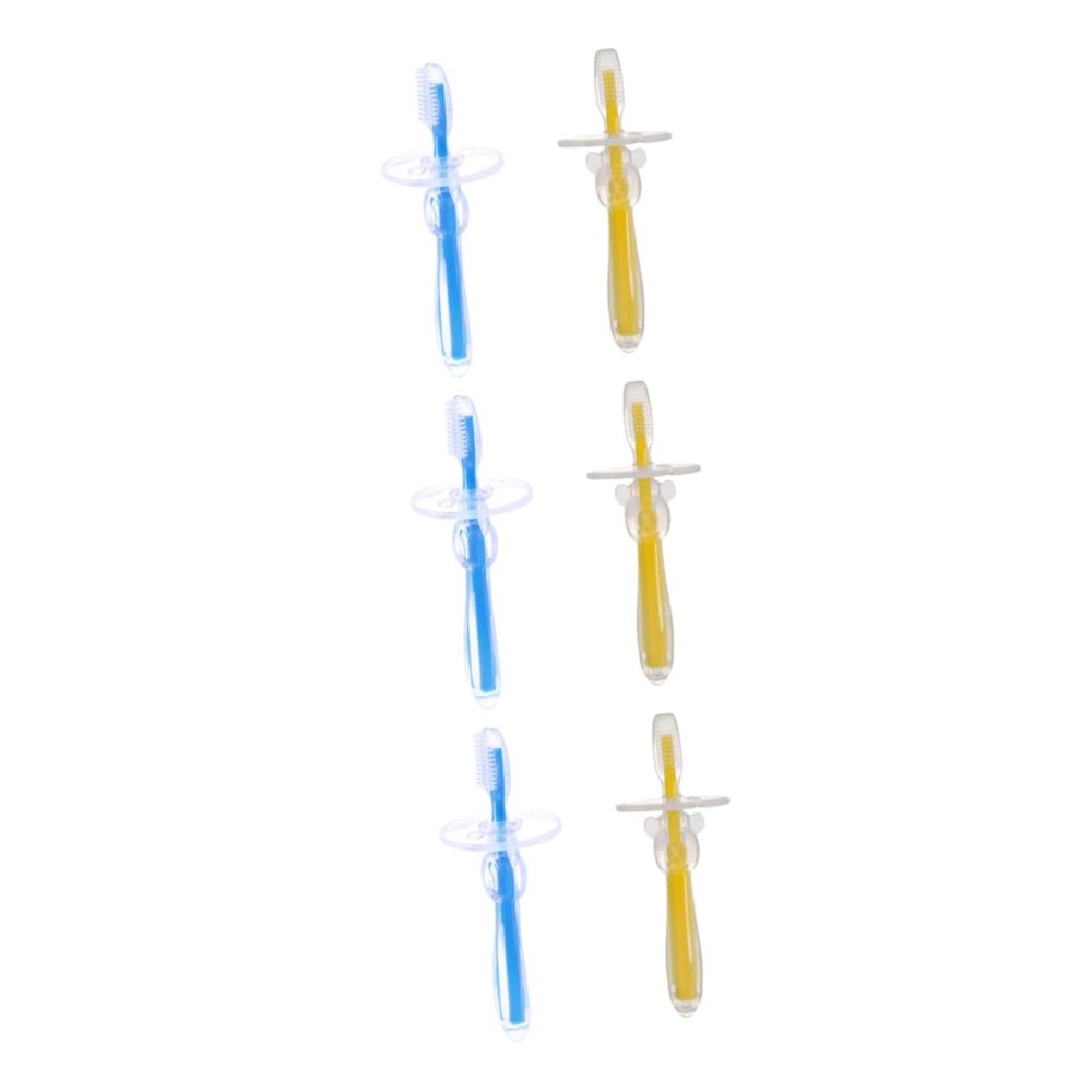 TOVINANNA 6pcs Silicone Toothbrush Training Bristle Toothbrush Umbrella-Shaped for Boys and Girls for Oral Care and Early Dental Hygiene Practice