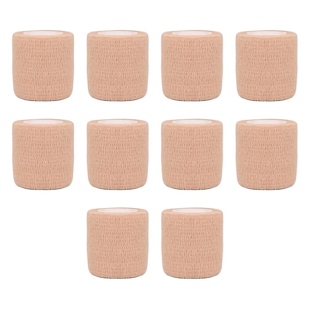 10pcs Beige Colorful Sport Self-Adhesive Elastic Bandage Wrap 4.5m Elastic Band for Knee Support Pad, Fingers Easy Install