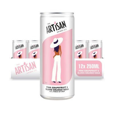 Artisan Pink Grapefruit & Blood Orange Soda Can, 250ml (Case 12)