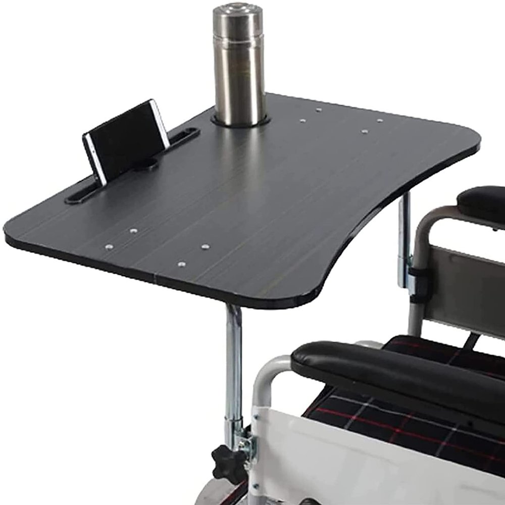 wanghaiyanBD Detachable Wooden Wheelchair Tray Dining Table, Wheelchair Tray Table, Wooden Dining Table Board,Wheelchair Accessories With Mobile Phone Holder, Portable Universal Tray Table