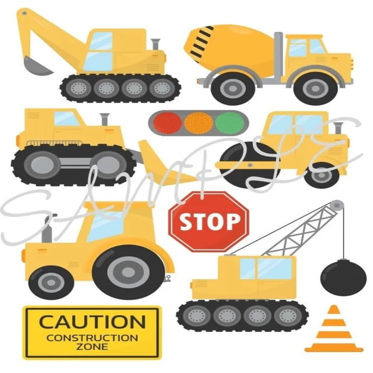 Digger/Tractor/Bulldozer Construction Vehicle Edible Prints Cake Topper A4